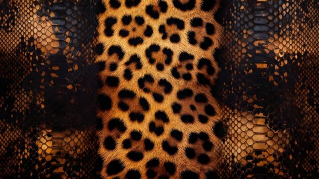 Dark moody leopard spots on a rich fur texture. Luxury aesthetic and wildlife pattern concept. Deep feline animal hide showing organic skin markings for elegant background.