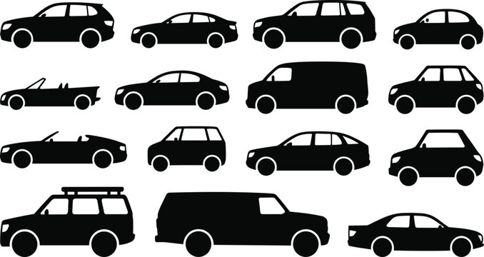 PrintCar silhouette pattern design, vehicle icon illustration, automotive artwork vector, transportation graphic symbol, sedan SUV van compact car background