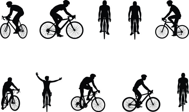 PrintCyclist silhouette pattern design, sports activity illustration, fitness exercise artwork, bicycle rider vector, athletic motion graphic, outdoor cycling symbol background