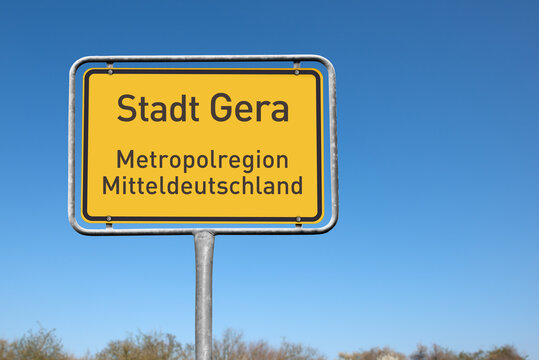 Werbetafel Stadt Gera, Metropolregion, Mitteldeutschland, (Symbolbild)