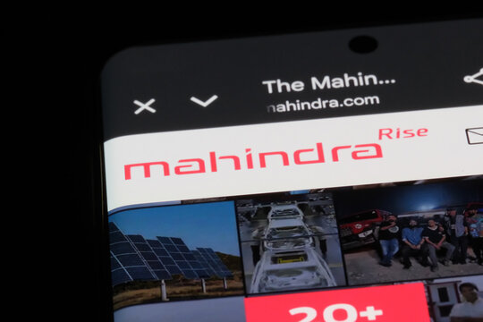 Shanghai,China-Oct.10th 2025: Mahindra company brand logo on website