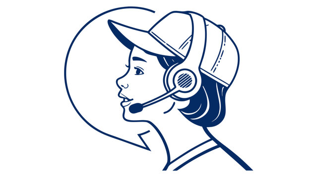 Customer service representative wearing a headset and cap.