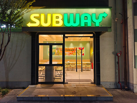Shanghai,China-Oct.12th 2025: SUBWAY store front facade