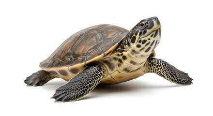 Obraz premium Beautiful Green Sea Turtle Posing Gracefully on White Background