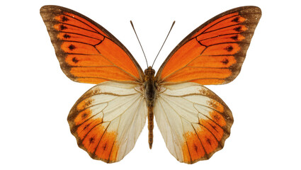 Colorful tropical butterfly with spread wings, vibrant orange and white isolated nature image © Nuria