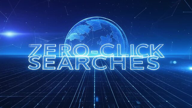 Glowing zero click searches text in digital environment illustrating modern search behavior concept