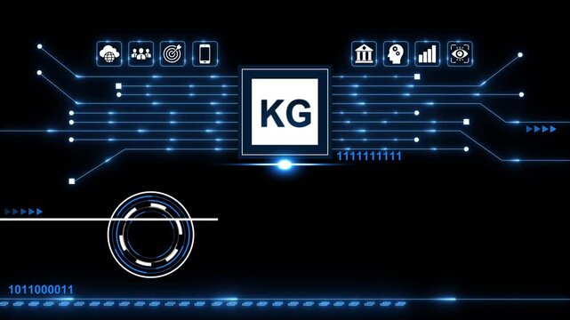 Knowledge Graph Concept with Glowing Blue Circuitry and on Dark Background for Technology and Data Visualization