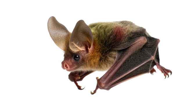 Curious small bat with big ears and unique fur patterns isolated for a clear wildlife study