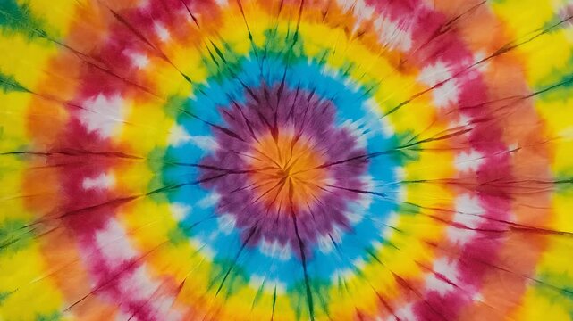 Vibrant Tie-Dye Fabric Texture - Colorful Spiral Pattern Close-Up for Design and Backgrounds