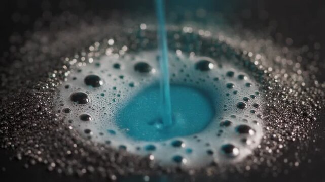 Generated VideoVolatile Chemical Reaction 4K Macro of Acid Dissolving Metal Powder