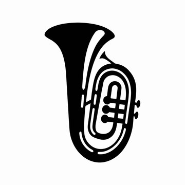 baritone horn musical instrument icon silhouette illustration for brass band orchestral music design