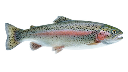 Obraz premium Beautiful freshwater rainbow trout with colorful iridescent stripe and dark spots