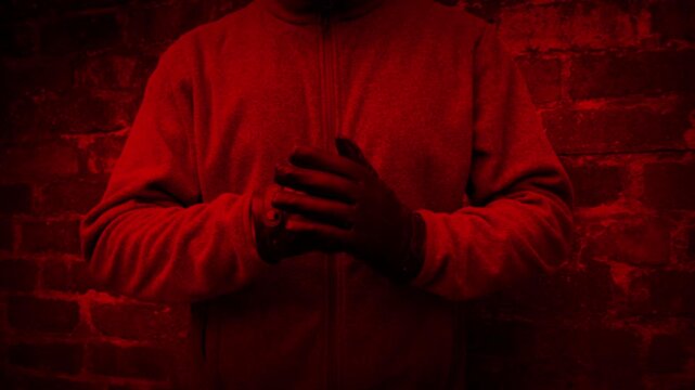 Scary Criminal Punches Hand And Approaches 2 Shots