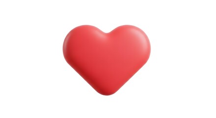 Fototapeta premium A 3D render of a vibrant red heart shape, symbolizing love and emotion, isolated on a clean white background for versatile use