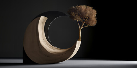 Naklejka premium Minimalist vision with surreal elements blending organic and structural features