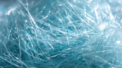 Fototapeta premium Close-Up View of Delicate Blue Fibers Entwined in a Random Pattern, Conveying Textural Depth and Visual Interest in Textile and Material Design