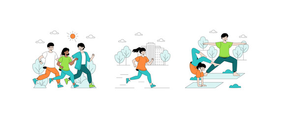 Fototapeta premium Energetic Outdoor Activities Vector Illustration