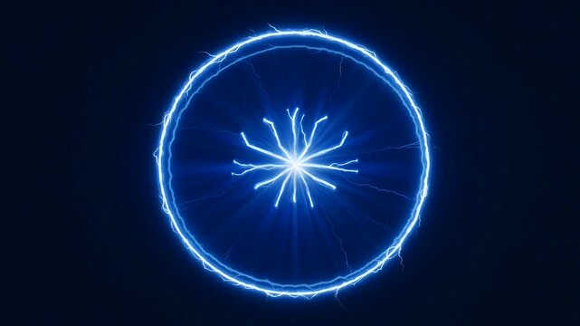 Vibrant blue electric energy creating dynamic abstract patterns in a dark setting.