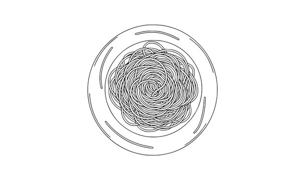 Top view spaghetti plate modern line icon Italian food vector illustration
