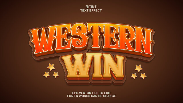 Western Win Editable Text Effect, Wild West Cowboy Style 3D Game Typography