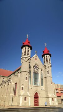 Time-lapse photography of Xuanhua Catholic Church in Xuanhua District, Zhangjiakou City, Hebei Province