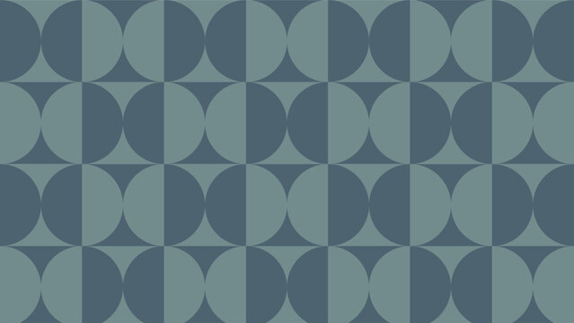 Seamless retro geometric pattern with overlapping circles in muted blue and teal tones. Ideal for wallpaper, textiles, backgrounds, and modern decor.