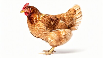 Fototapeta premium Poultry Hen Full Body Isolated on White Minimal Background