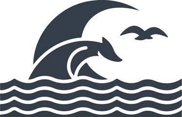 Obraz premium A dolphin jumping out of a wave
