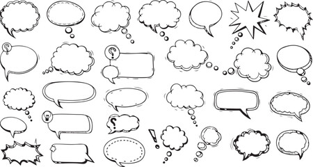 Fototapeta premium Speech bubble set blank comic balloon empty dialogue cloud cartoon shape vector illustration creative design isolated on red background 