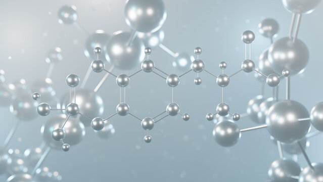 foslevodopa molecular structure, 3d model molecule, antiparkinsonian agents structural chemical formula view from a microscope