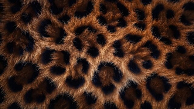Seamless leopard fur texture and wild animal pelt pattern. Natural camouflage for fashion and interiors. Detailed macro shot of feline hair with soft brown tones