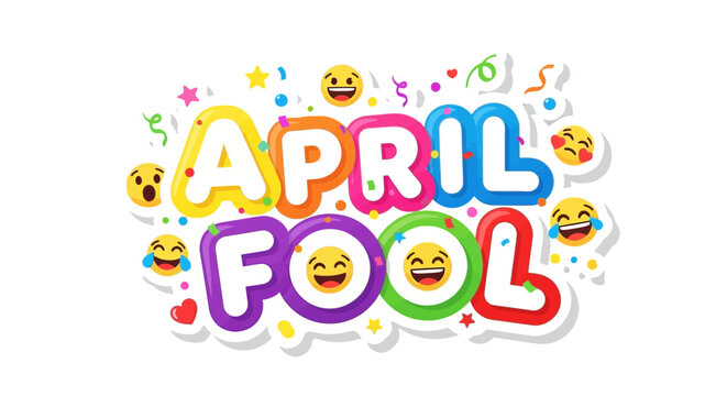April fool's day colorful celebration with laughing emojis and confetti