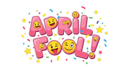Fototapeta premium A colorful graphic celebrating april fools' day with emojis and confetti