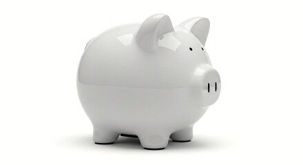 Obraz premium A white ceramic piggy bank sitting on a plain white background