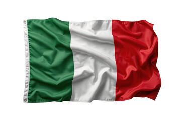 Fototapeta premium Italian flag waving, displaying green, white, and red national colors, symbolizing italy's identity and patriotism on transparent background