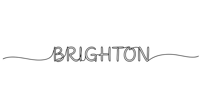 Brighton minimalist script continuous line art design. No editable strokes