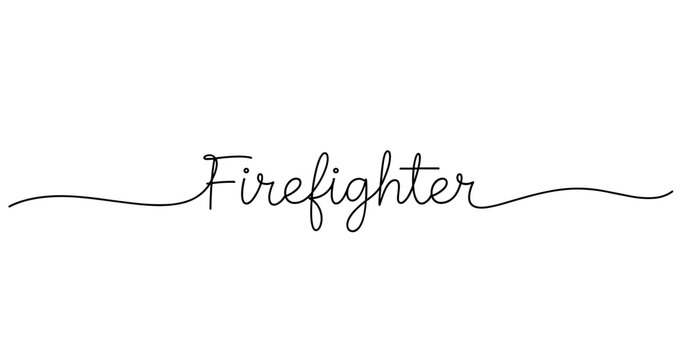 Elegant firefighter calligraphy text on white background. No editable strokes