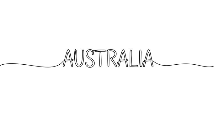 Australia text design with continuous line art. No editable strokes