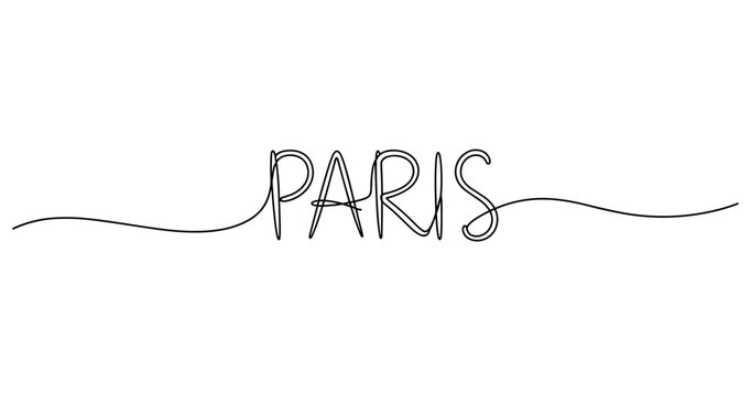 Elegant handwritten paris text design with continuous line art style. No editable strokes