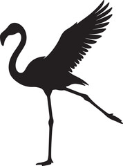 Obraz premium Minimalist Flamingo Silhouette Collection - Tropical Bird Vector Poses, Exotic Wildlife Icons for Logo and Design