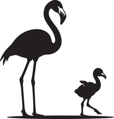Fototapeta premium Minimalist Flamingo Silhouette Collection - Tropical Bird Vector Poses, Exotic Wildlife Icons for Logo and Design