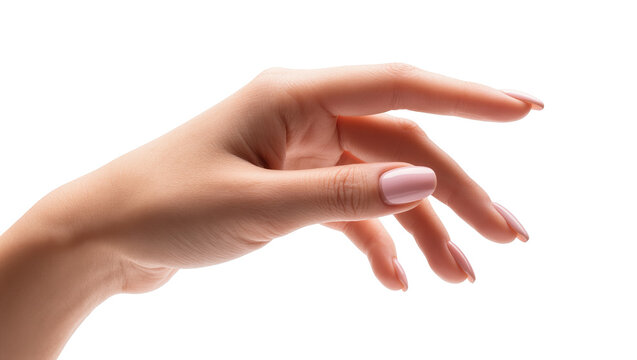 Stylish female hand with perfectly manicured pink nails making an elegant gesture