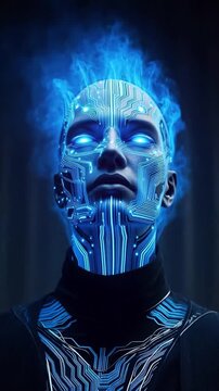 generated animation. Mystical cyber Ascension