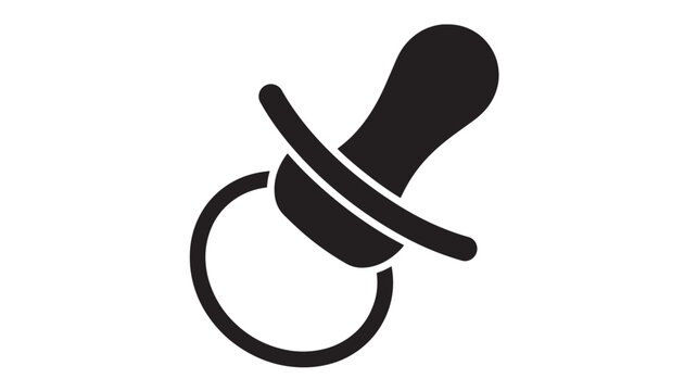 Pacifier icon with ring handle, isolated on white background, representing baby comfort and soothing.