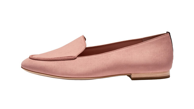 Elegant blush pink suede women's loafer shoe on display, perfect for comfortable fashion