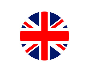 Obraz premium Set of Union Jack flag circle emblem, british national symbol, united kingdom icon, graphic resource with transparent background used for national pride and identity.