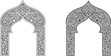 Ornate Islamic Arch Design with Traditional Arabic Pattern for Ramadan Kareem and Eid Mubarak Greetings © Ferdaus Ahmed