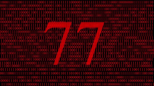 Abstract digital matrix background with red numbers data stream and hidden red number 79 ,pattern, futuristic artificial intelligence technology concept, cyber data code visualization and big data.