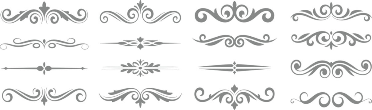 Vintage vector decorative elements set with floral ornate frames and calligraphic design