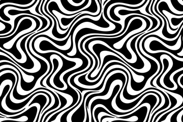 Fototapeta premium Abstract wavy pattern background in black and white fluid marble doodle style